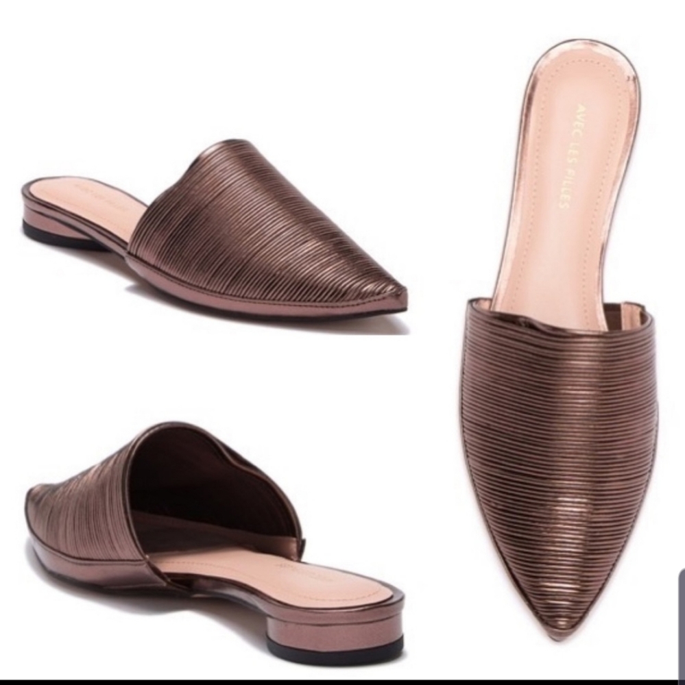 🎉 Avec les Filles Alessia Leather Bronze Mules.  SIZE 6